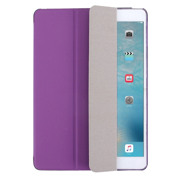 For iPad Air / iPad 5 Plain Weave Texture PU Leather + Translucent Frosted Plastic Case with 3-folding Holder & Sleep / Wake-up Function