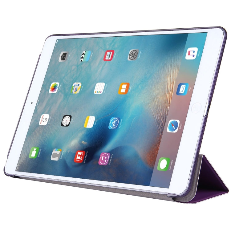 For iPad Air / iPad 5 Plain Weave Texture PU Leather + Translucent Frosted Plastic Case with 3-folding Holder & Sleep / Wake-up Function