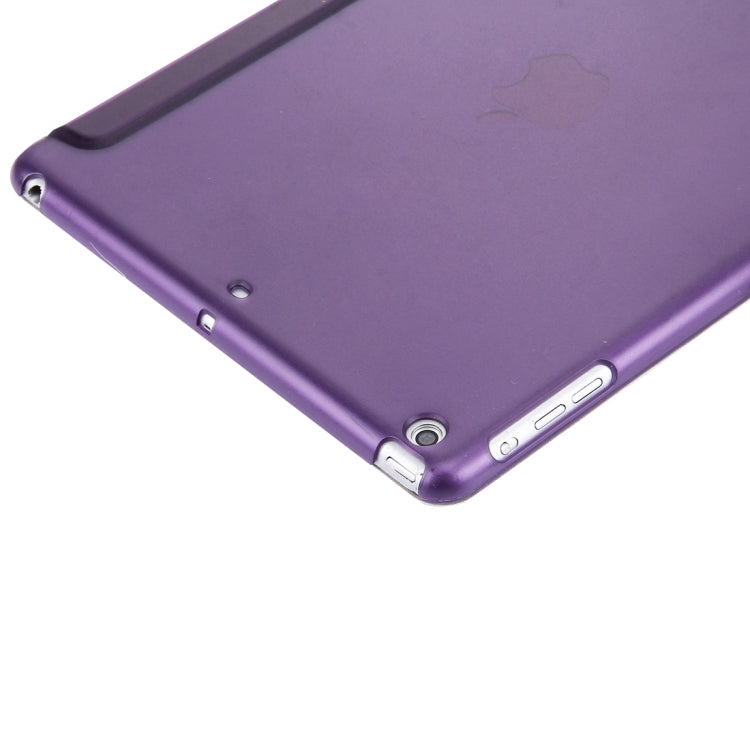 For iPad Air / iPad 5 Plain Weave Texture PU Leather + Translucent Frosted Plastic Case with 3-folding Holder & Sleep / Wake-up Function