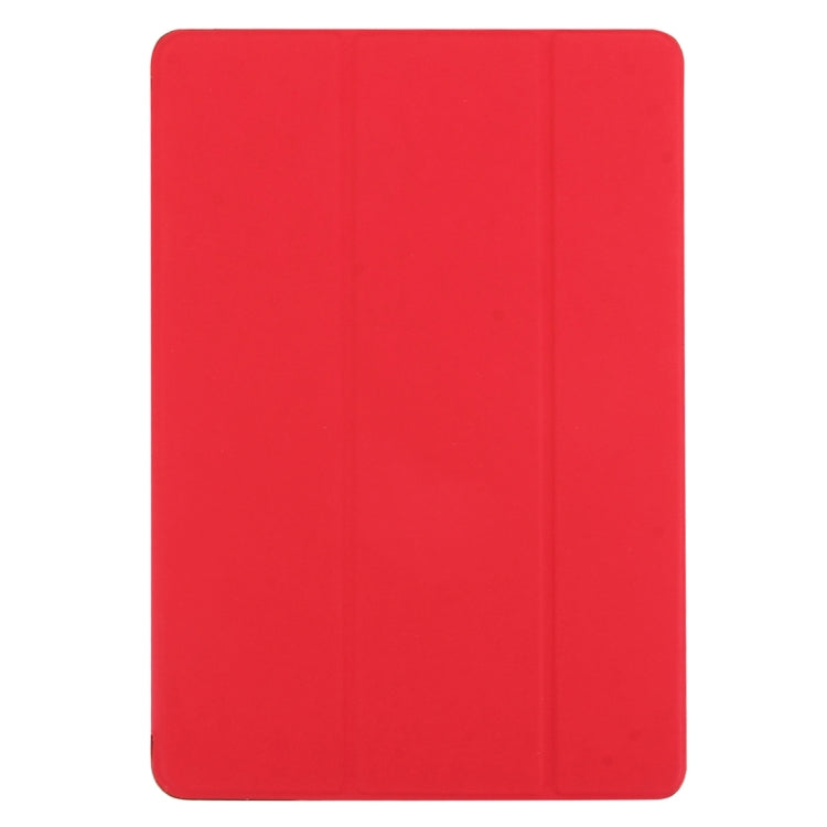 For iPad Air / iPad 5 Plain Weave Texture PU Leather + Translucent Frosted Plastic Case with 3-folding Holder & Sleep / Wake-up Function