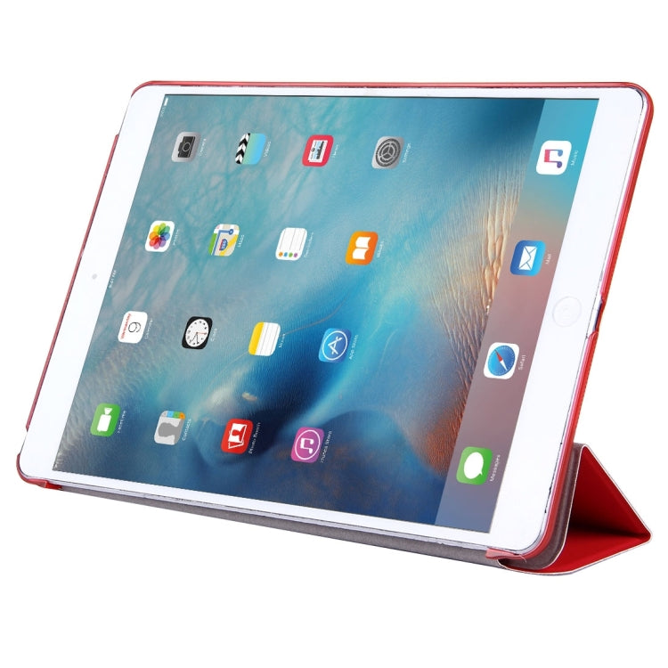 For iPad Air / iPad 5 Plain Weave Texture PU Leather + Translucent Frosted Plastic Case with 3-folding Holder & Sleep / Wake-up Function