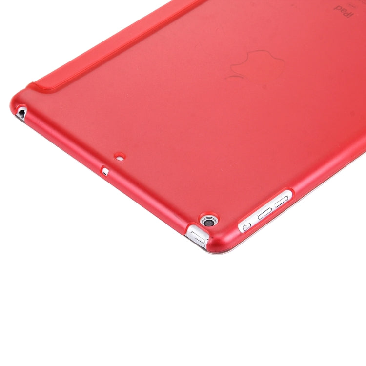 For iPad Air / iPad 5 Plain Weave Texture PU Leather + Translucent Frosted Plastic Case with 3-folding Holder & Sleep / Wake-up Function