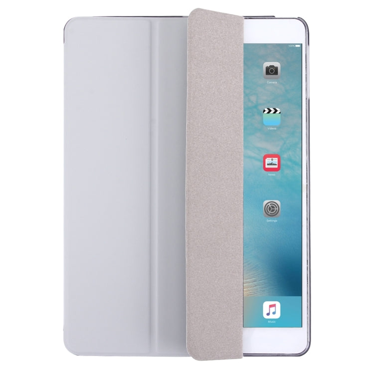 For iPad Air / iPad 5 Plain Weave Texture PU Leather + Translucent Frosted Plastic Case with 3-folding Holder & Sleep / Wake-up Function