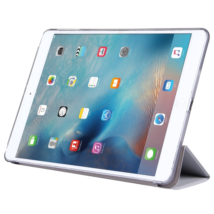 For iPad Air / iPad 5 Plain Weave Texture PU Leather + Translucent Frosted Plastic Case with 3-folding Holder & Sleep / Wake-up Function
