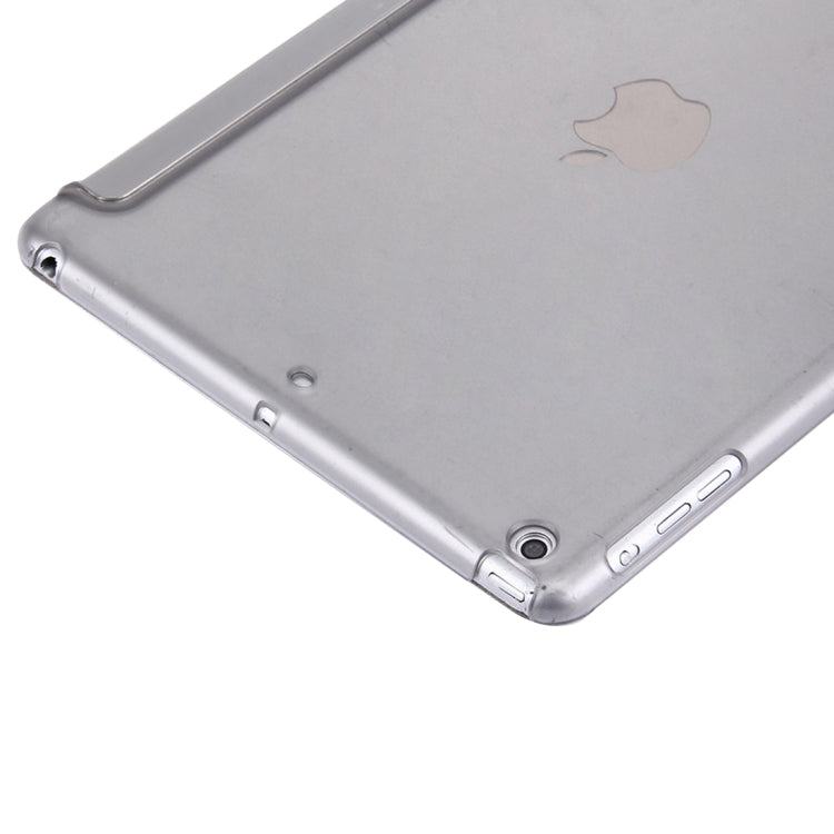 For iPad Air / iPad 5 Plain Weave Texture PU Leather + Translucent Frosted Plastic Case with 3-folding Holder & Sleep / Wake-up Function