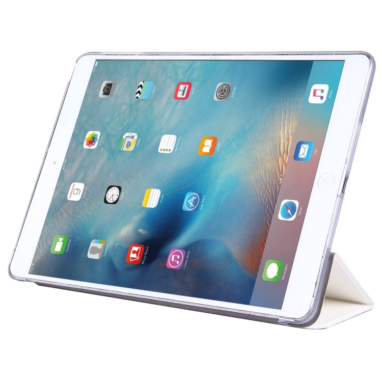 For iPad Air / iPad 5 Plain Weave Texture PU Leather + Translucent Frosted Plastic Case with 3-folding Holder & Sleep / Wake-up Function