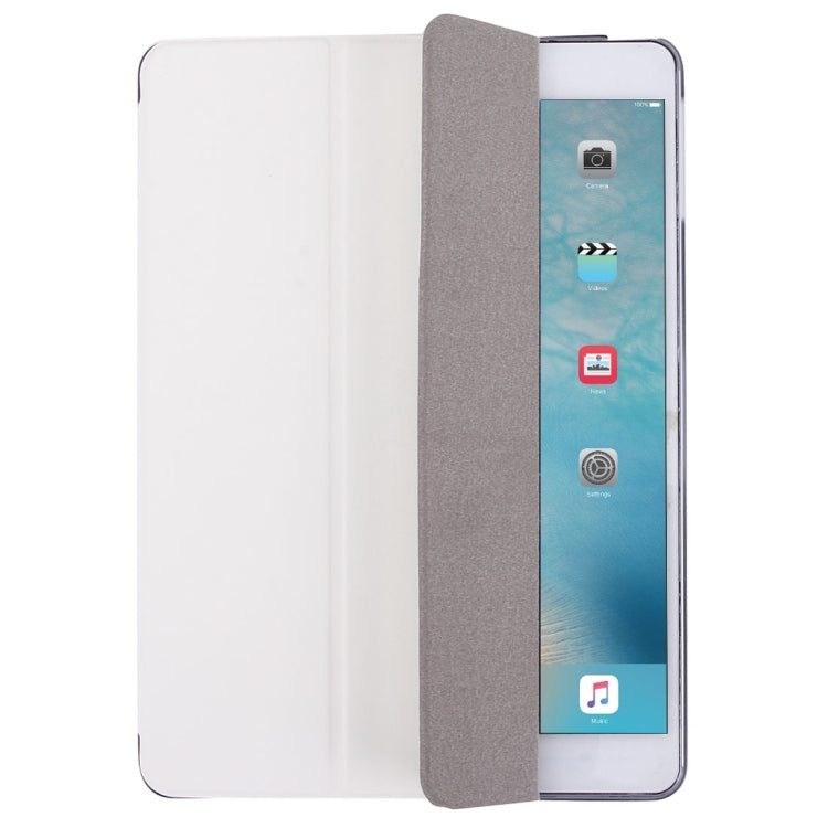For iPad Air / iPad 5 Plain Weave Texture PU Leather + Translucent Frosted Plastic Case with 3-folding Holder & Sleep / Wake-up Function