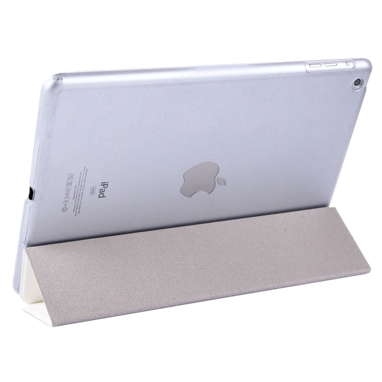 For iPad Air / iPad 5 Plain Weave Texture PU Leather + Translucent Frosted Plastic Case with 3-folding Holder & Sleep / Wake-up Function