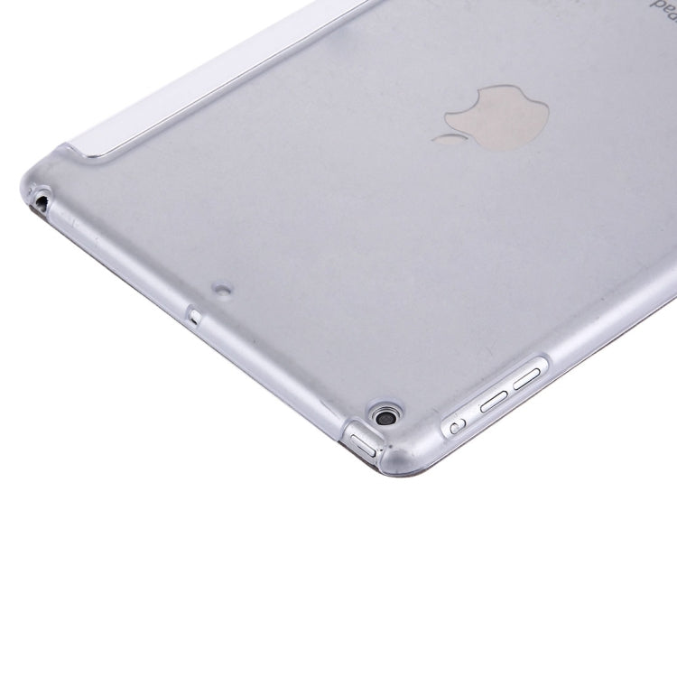 For iPad Air / iPad 5 Plain Weave Texture PU Leather + Translucent Frosted Plastic Case with 3-folding Holder & Sleep / Wake-up Function