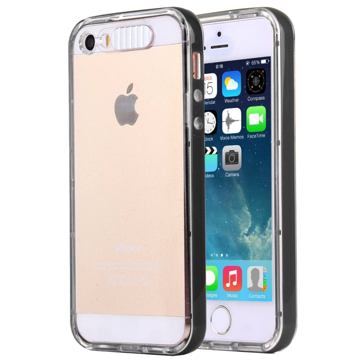 For iPhone 5 & 5s & SE Slide Slice Design Removable Plastic Bumper Flame Transparent TPU Protective Case with Incoming Call LED Flash Blinking