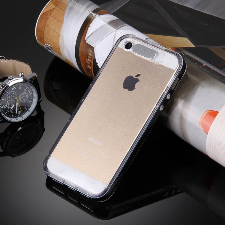 For iPhone 5 & 5s & SE Slide Slice Design Removable Plastic Bumper Flame Transparent TPU Protective Case with Incoming Call LED Flash Blinking