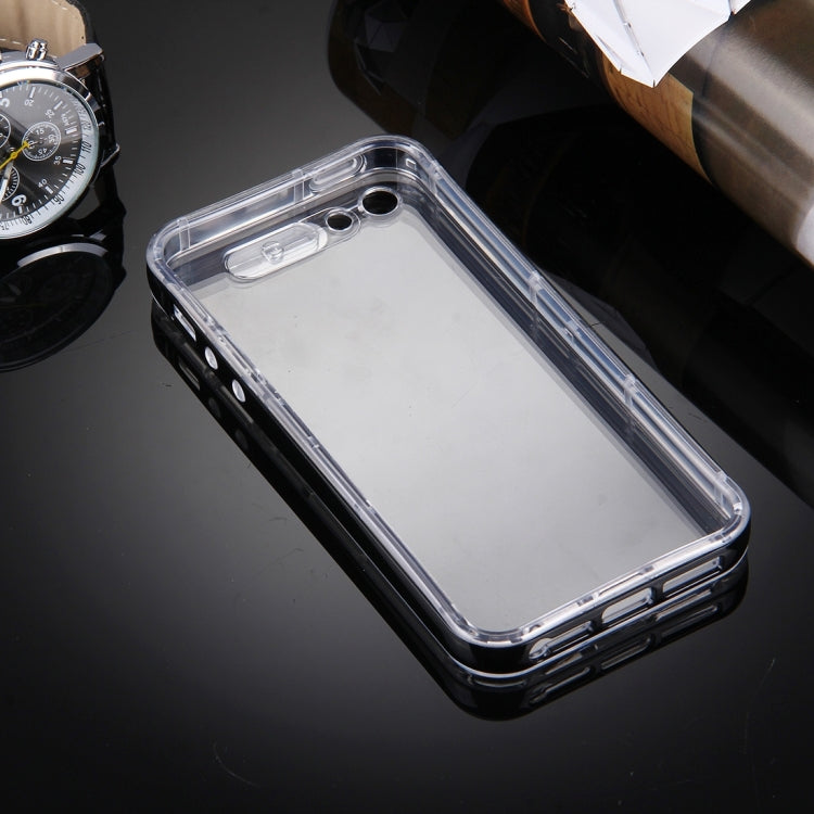 For iPhone 5 & 5s & SE Slide Slice Design Removable Plastic Bumper Flame Transparent TPU Protective Case with Incoming Call LED Flash Blinking