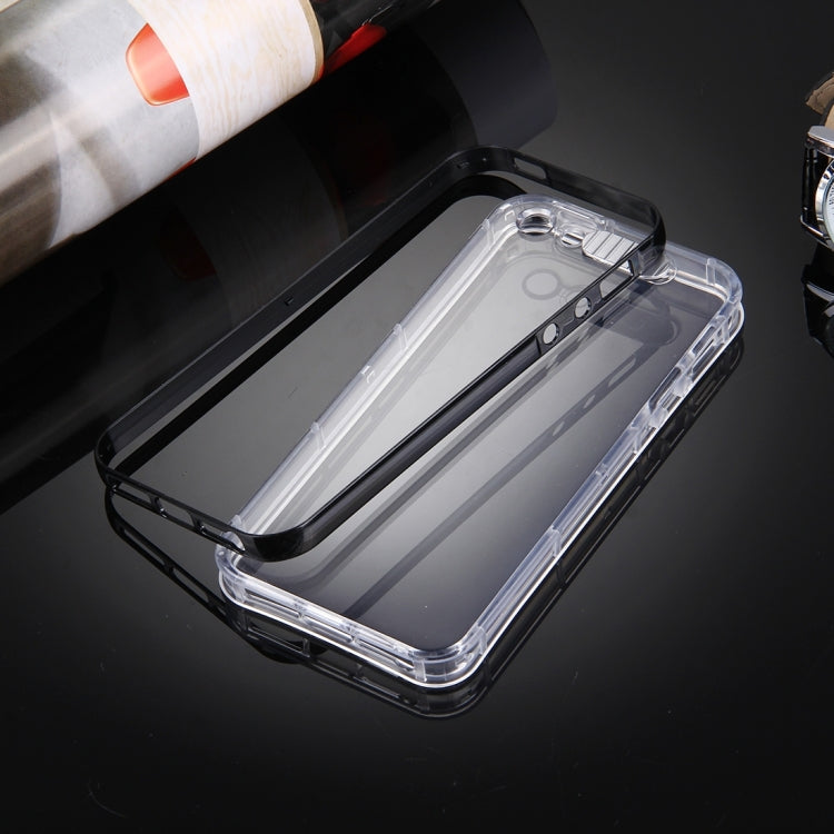 For iPhone 5 & 5s & SE Slide Slice Design Removable Plastic Bumper Flame Transparent TPU Protective Case with Incoming Call LED Flash Blinking