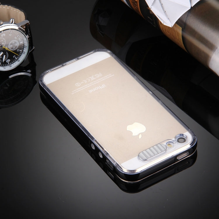 For iPhone 5 & 5s & SE Slide Slice Design Removable Plastic Bumper Flame Transparent TPU Protective Case with Incoming Call LED Flash Blinking