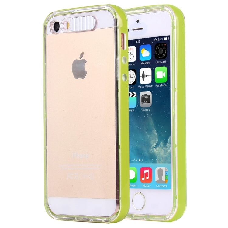 For iPhone 5 & 5s & SE Slide Slice Design Removable Plastic Bumper Flame Transparent TPU Protective Case with Incoming Call LED Flash Blinking