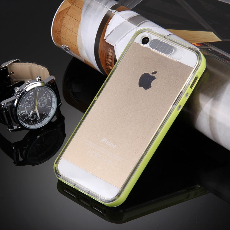 For iPhone 5 & 5s & SE Slide Slice Design Removable Plastic Bumper Flame Transparent TPU Protective Case with Incoming Call LED Flash Blinking