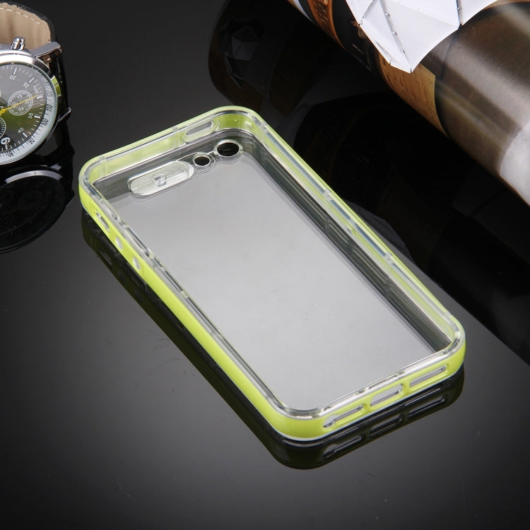 For iPhone 5 & 5s & SE Slide Slice Design Removable Plastic Bumper Flame Transparent TPU Protective Case with Incoming Call LED Flash Blinking