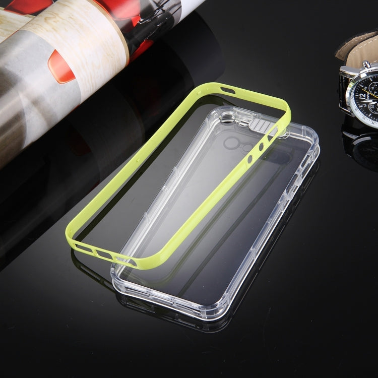 For iPhone 5 & 5s & SE Slide Slice Design Removable Plastic Bumper Flame Transparent TPU Protective Case with Incoming Call LED Flash Blinking