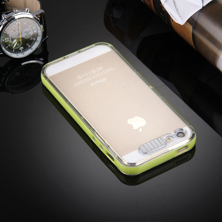 For iPhone 5 & 5s & SE Slide Slice Design Removable Plastic Bumper Flame Transparent TPU Protective Case with Incoming Call LED Flash Blinking