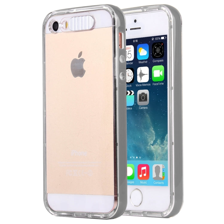 For iPhone 5 & 5s & SE Slide Slice Design Removable Plastic Bumper Flame Transparent TPU Protective Case with Incoming Call LED Flash Blinking