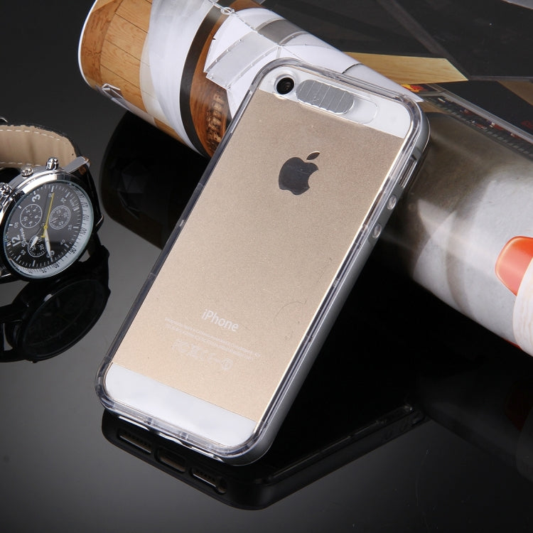 For iPhone 5 & 5s & SE Slide Slice Design Removable Plastic Bumper Flame Transparent TPU Protective Case with Incoming Call LED Flash Blinking