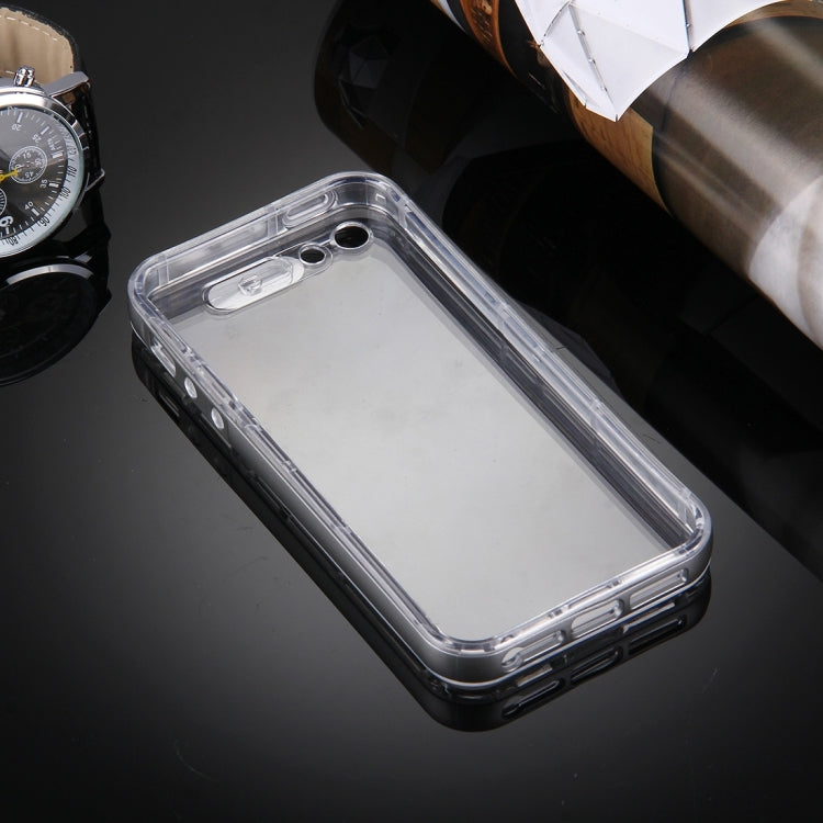 For iPhone 5 & 5s & SE Slide Slice Design Removable Plastic Bumper Flame Transparent TPU Protective Case with Incoming Call LED Flash Blinking