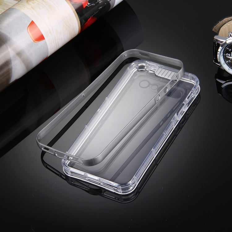 For iPhone 5 & 5s & SE Slide Slice Design Removable Plastic Bumper Flame Transparent TPU Protective Case with Incoming Call LED Flash Blinking