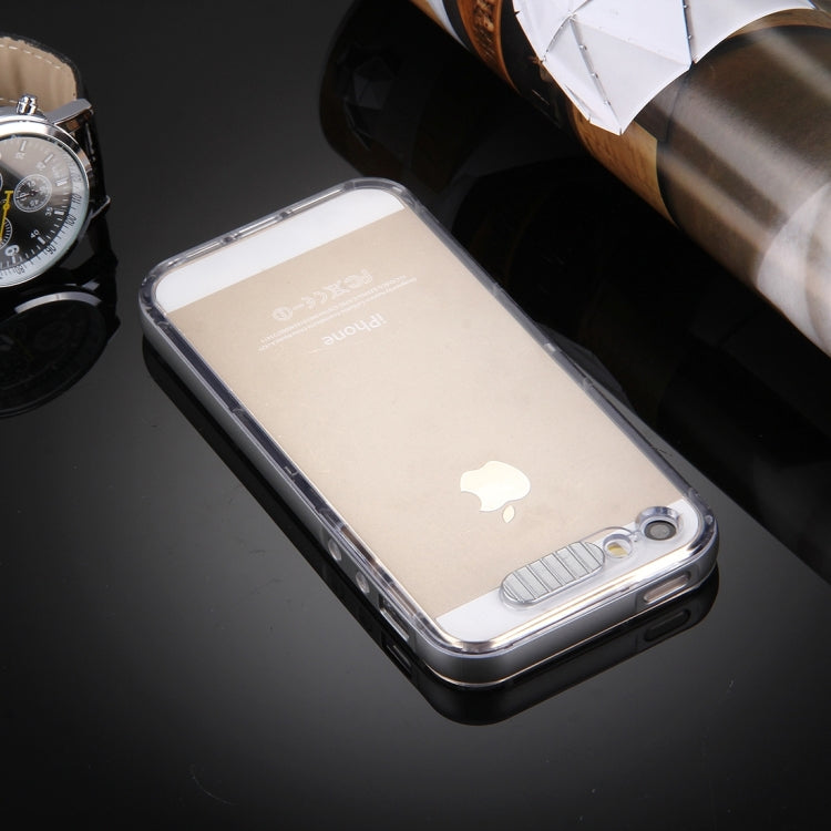 For iPhone 5 & 5s & SE Slide Slice Design Removable Plastic Bumper Flame Transparent TPU Protective Case with Incoming Call LED Flash Blinking