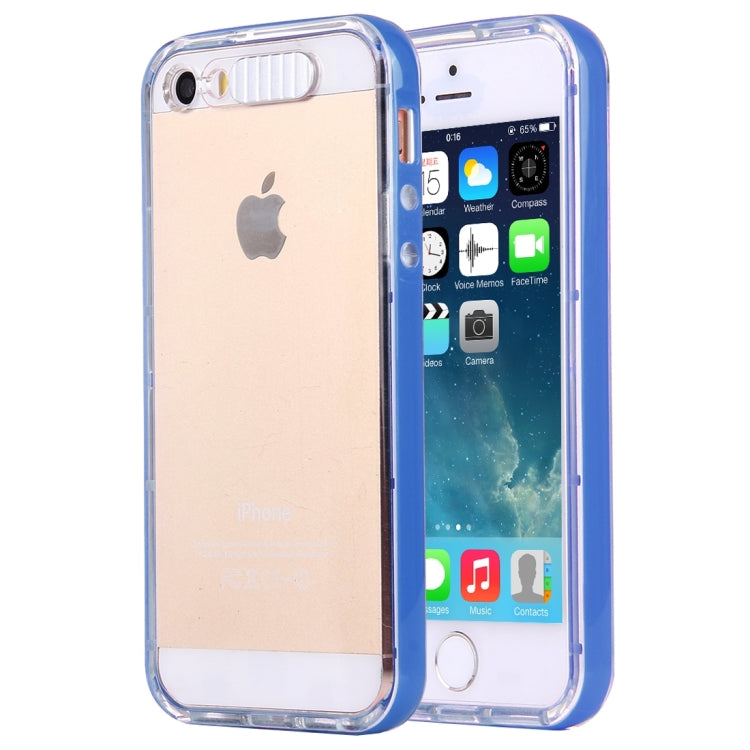 For iPhone 5 & 5s & SE Slide Slice Design Removable Plastic Bumper Flame Transparent TPU Protective Case with Incoming Call LED Flash Blinking