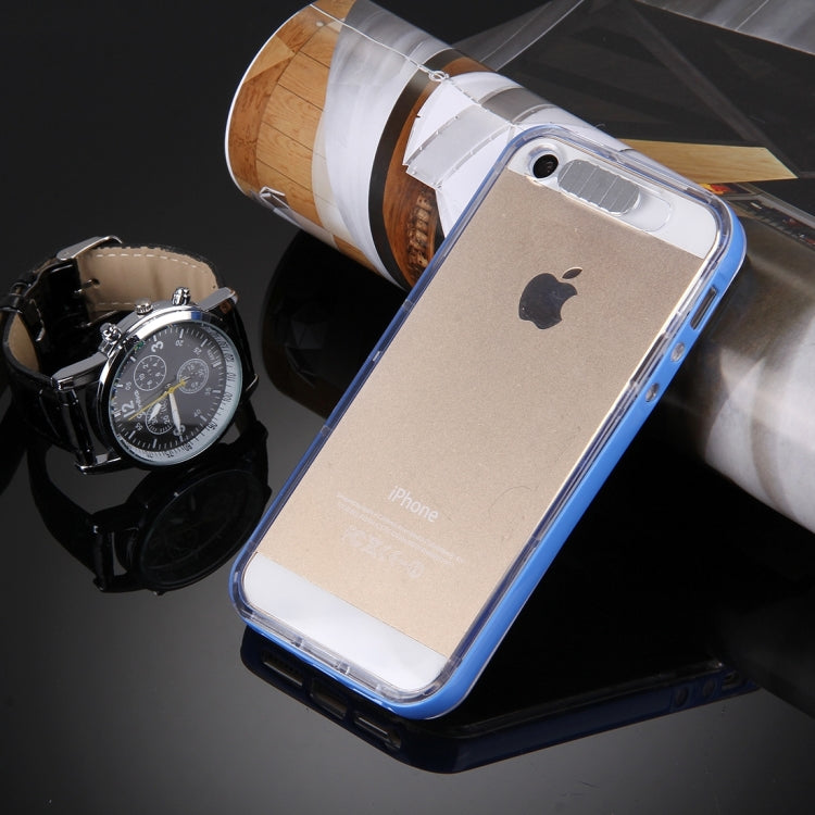 For iPhone 5 & 5s & SE Slide Slice Design Removable Plastic Bumper Flame Transparent TPU Protective Case with Incoming Call LED Flash Blinking