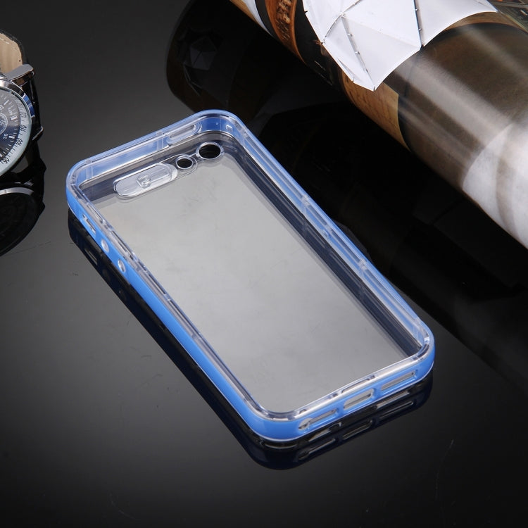 For iPhone 5 & 5s & SE Slide Slice Design Removable Plastic Bumper Flame Transparent TPU Protective Case with Incoming Call LED Flash Blinking