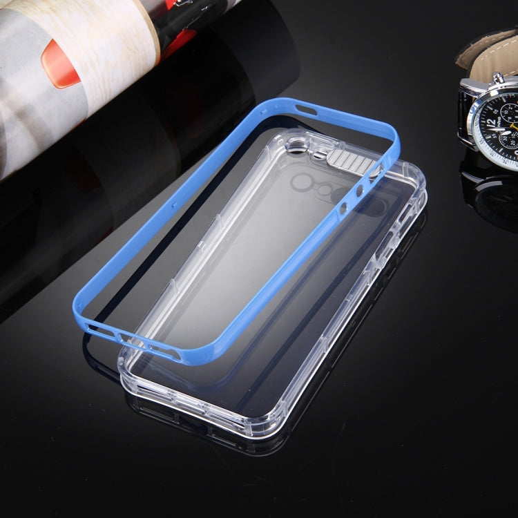 For iPhone 5 & 5s & SE Slide Slice Design Removable Plastic Bumper Flame Transparent TPU Protective Case with Incoming Call LED Flash Blinking