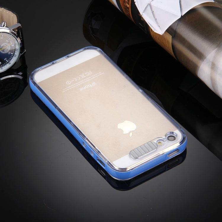 For iPhone 5 & 5s & SE Slide Slice Design Removable Plastic Bumper Flame Transparent TPU Protective Case with Incoming Call LED Flash Blinking