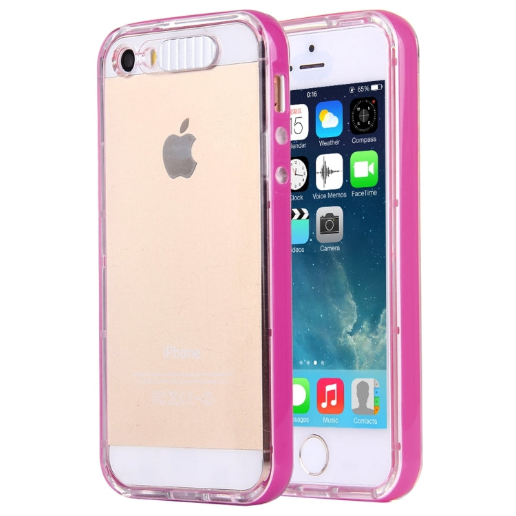 For iPhone 5 & 5s & SE Slide Slice Design Removable Plastic Bumper Flame Transparent TPU Protective Case with Incoming Call LED Flash Blinking