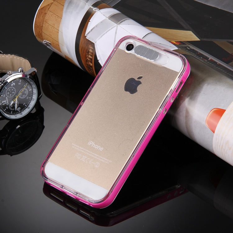 For iPhone 5 & 5s & SE Slide Slice Design Removable Plastic Bumper Flame Transparent TPU Protective Case with Incoming Call LED Flash Blinking