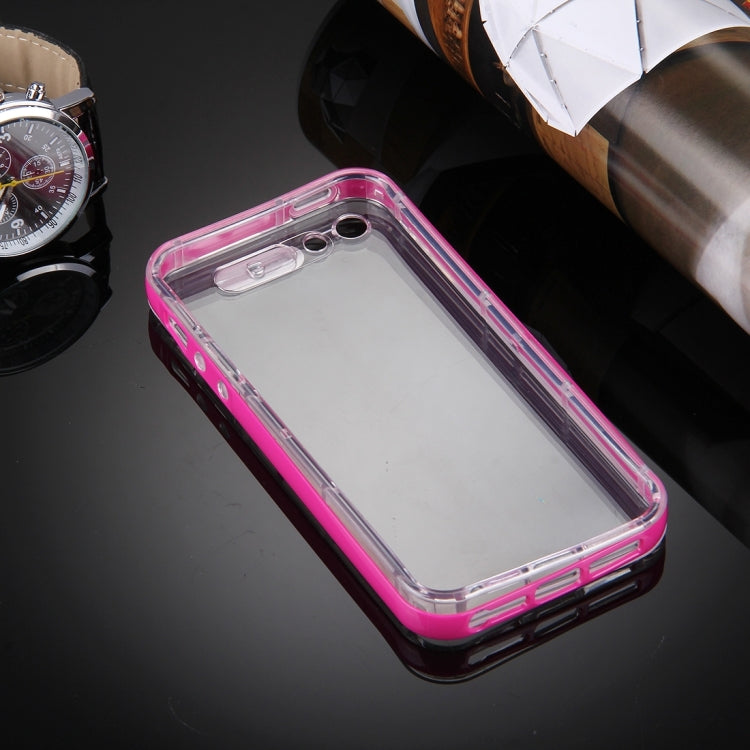 For iPhone 5 & 5s & SE Slide Slice Design Removable Plastic Bumper Flame Transparent TPU Protective Case with Incoming Call LED Flash Blinking