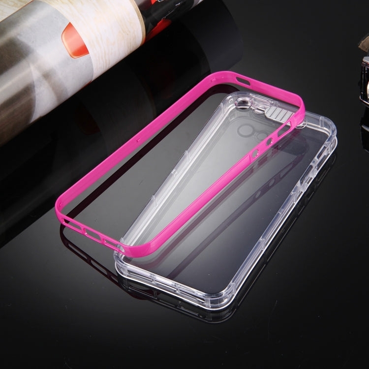 For iPhone 5 & 5s & SE Slide Slice Design Removable Plastic Bumper Flame Transparent TPU Protective Case with Incoming Call LED Flash Blinking