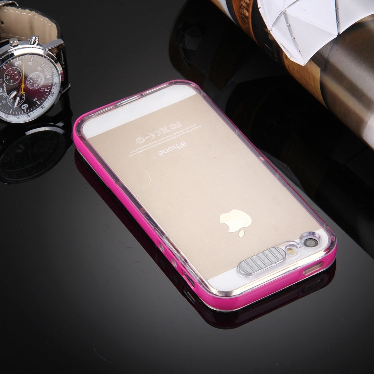 For iPhone 5 & 5s & SE Slide Slice Design Removable Plastic Bumper Flame Transparent TPU Protective Case with Incoming Call LED Flash Blinking