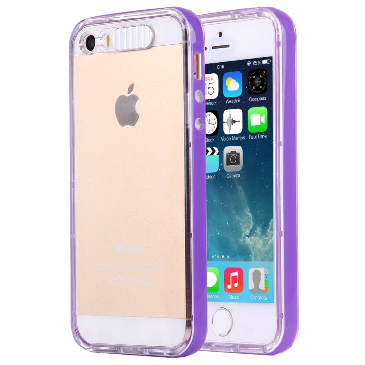 For iPhone 5 & 5s & SE Slide Slice Design Removable Plastic Bumper Flame Transparent TPU Protective Case with Incoming Call LED Flash Blinking