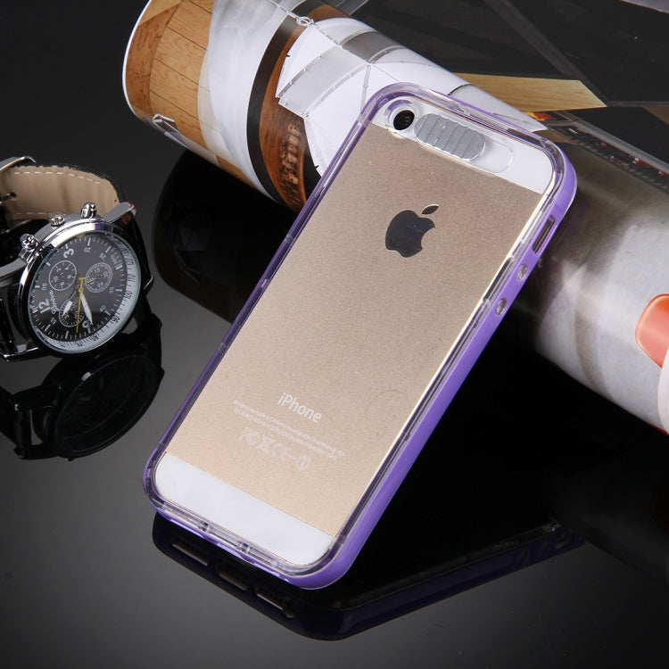 For iPhone 5 & 5s & SE Slide Slice Design Removable Plastic Bumper Flame Transparent TPU Protective Case with Incoming Call LED Flash Blinking