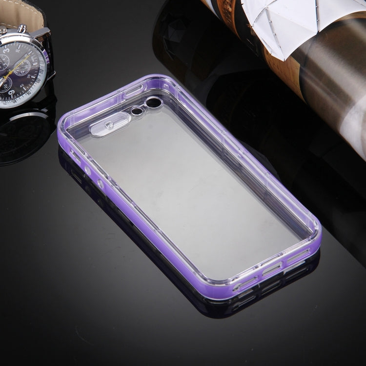 For iPhone 5 & 5s & SE Slide Slice Design Removable Plastic Bumper Flame Transparent TPU Protective Case with Incoming Call LED Flash Blinking