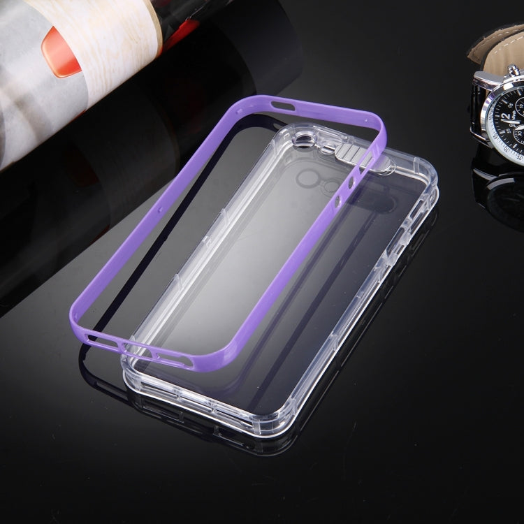 For iPhone 5 & 5s & SE Slide Slice Design Removable Plastic Bumper Flame Transparent TPU Protective Case with Incoming Call LED Flash Blinking