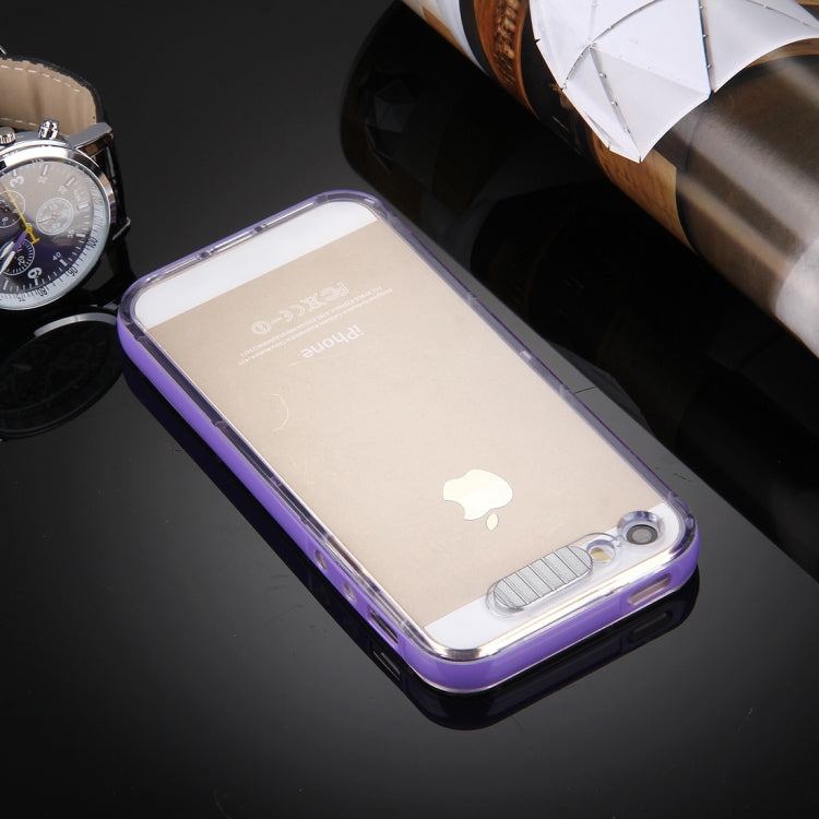 For iPhone 5 & 5s & SE Slide Slice Design Removable Plastic Bumper Flame Transparent TPU Protective Case with Incoming Call LED Flash Blinking
