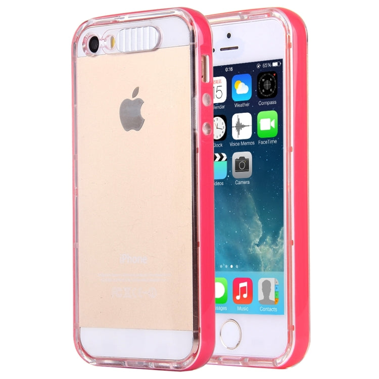 For iPhone 5 & 5s & SE Slide Slice Design Removable Plastic Bumper Flame Transparent TPU Protective Case with Incoming Call LED Flash Blinking