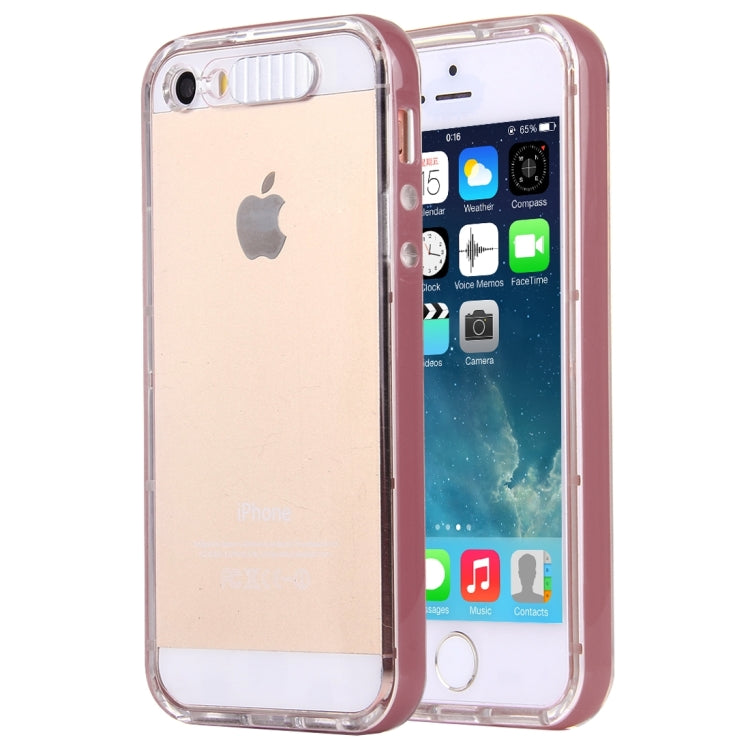 For iPhone 5 & 5s & SE Slide Slice Design Removable Plastic Bumper Flame Transparent TPU Protective Case with Incoming Call LED Flash Blinking