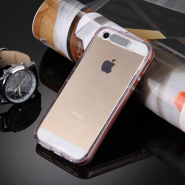 For iPhone 5 & 5s & SE Slide Slice Design Removable Plastic Bumper Flame Transparent TPU Protective Case with Incoming Call LED Flash Blinking