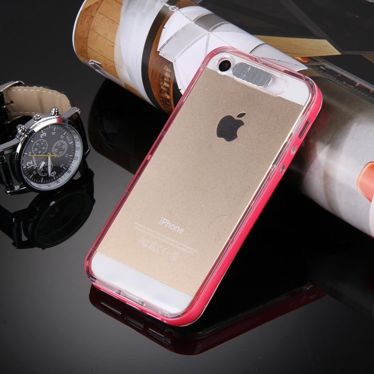 For iPhone 5 & 5s & SE Slide Slice Design Removable Plastic Bumper Flame Transparent TPU Protective Case with Incoming Call LED Flash Blinking