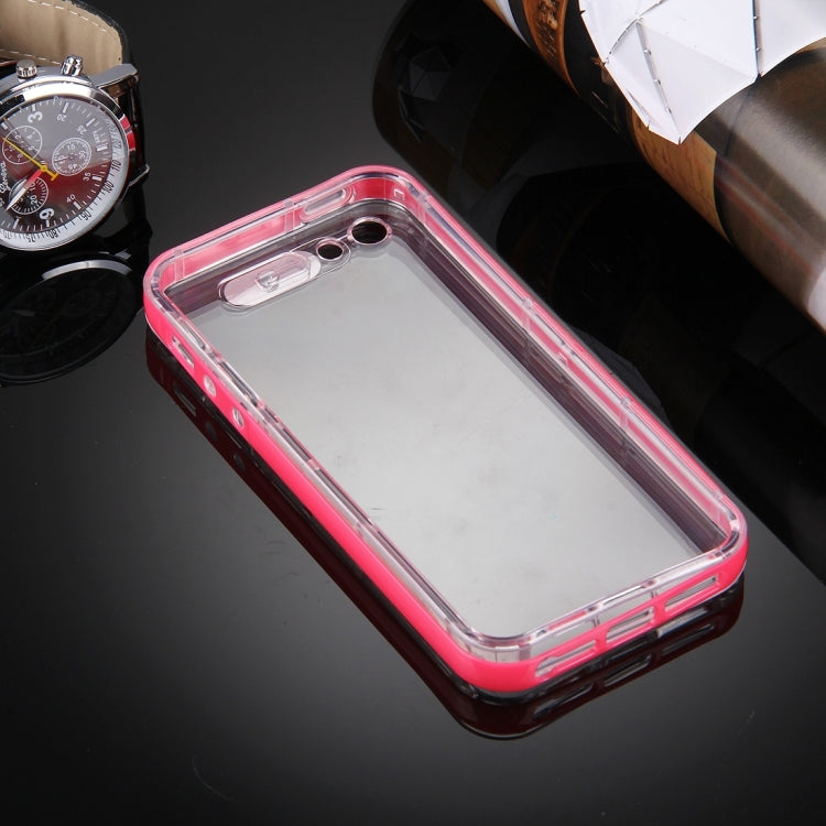 For iPhone 5 & 5s & SE Slide Slice Design Removable Plastic Bumper Flame Transparent TPU Protective Case with Incoming Call LED Flash Blinking