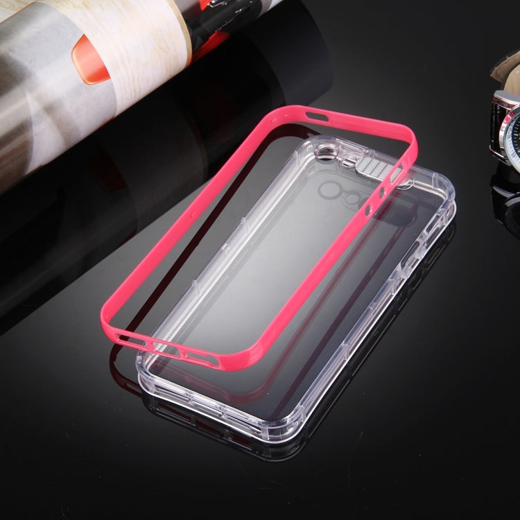 For iPhone 5 & 5s & SE Slide Slice Design Removable Plastic Bumper Flame Transparent TPU Protective Case with Incoming Call LED Flash Blinking