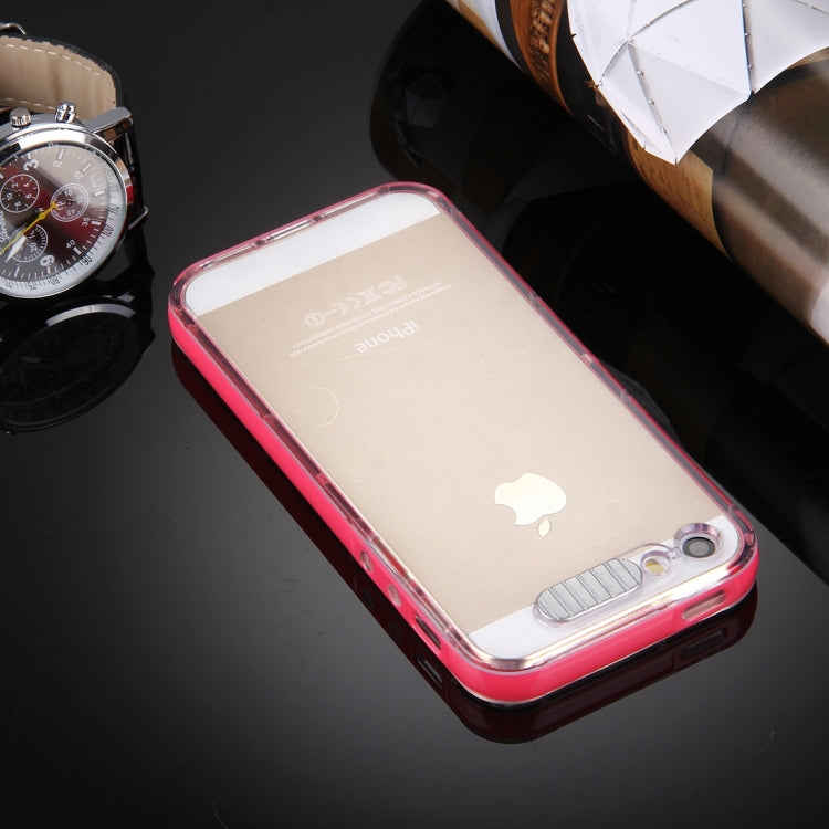 For iPhone 5 & 5s & SE Slide Slice Design Removable Plastic Bumper Flame Transparent TPU Protective Case with Incoming Call LED Flash Blinking